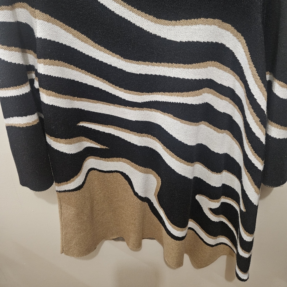 Chico's Animal Print Stripe Soft Stretch Office Casual Sweater Size 2/Large - Picture 10 of 14